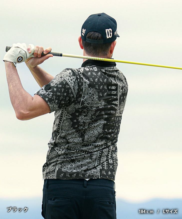 【未使用・タグ付】HYPEGOLF　ハイプゴルフ　総柄　半袖　ポロシャツ　L DIVINER GOLF（ディバイナーゴルフ）『ペイズリー柄半袖ポロシャツ