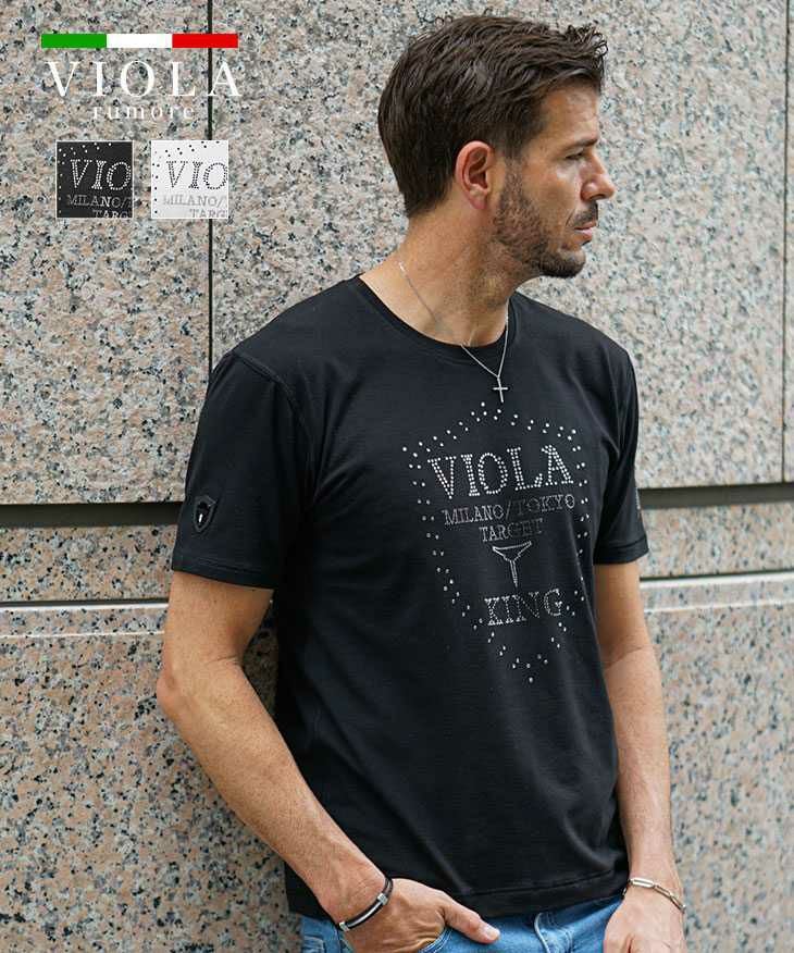 VIOLA rumore（ヴィオラ）『ラインストーンクルーネックTシャツ