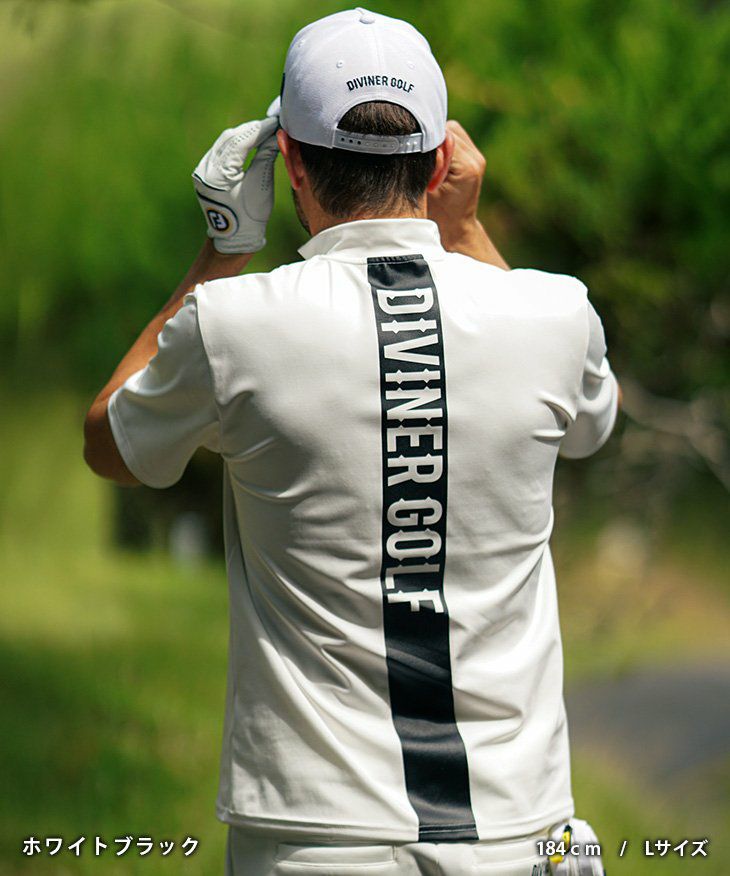 【DEVERAUX GOLF 】デヴァロー　メンズ　ハーフジップ　ホワイト　L DIVINER GOLF（ディバイナーゴルフ）『バックラインハーフジップ