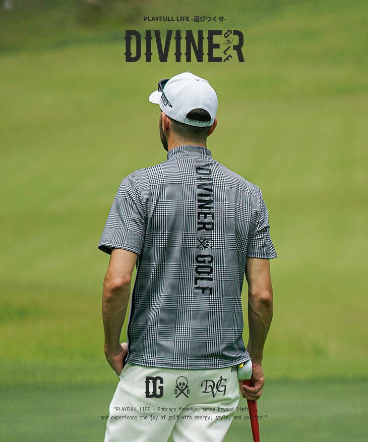DIVINER GOLF（ディバイナーゴルフ）『チェック半袖モックネック