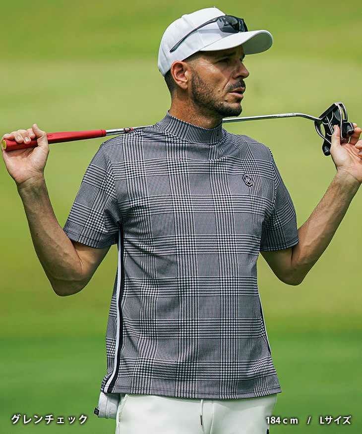 DIVINER GOLF（ディバイナーゴルフ）『チェック半袖モックネック