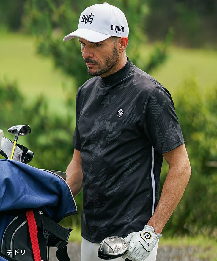 DIVINER GOLF（ディバイナーゴルフ）『チェック半袖モックネック