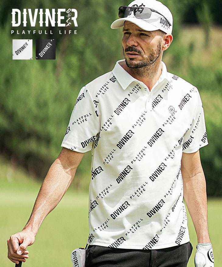 DIVINER GOLF（ディバイナーゴルフ）『総柄ロゴメッシュポロ』｜【公式