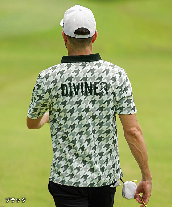 DIVINER GOLF（ディバイナーゴルフ）『メッシュ千鳥柄ポロシャツ