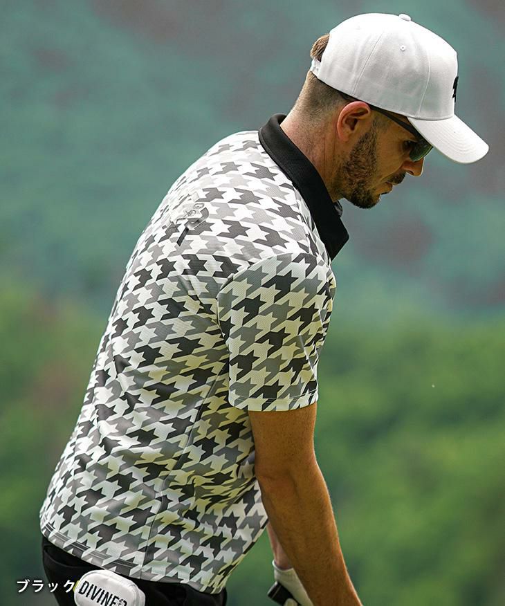 DIVINER GOLF（ディバイナーゴルフ）『メッシュ千鳥柄ポロシャツ