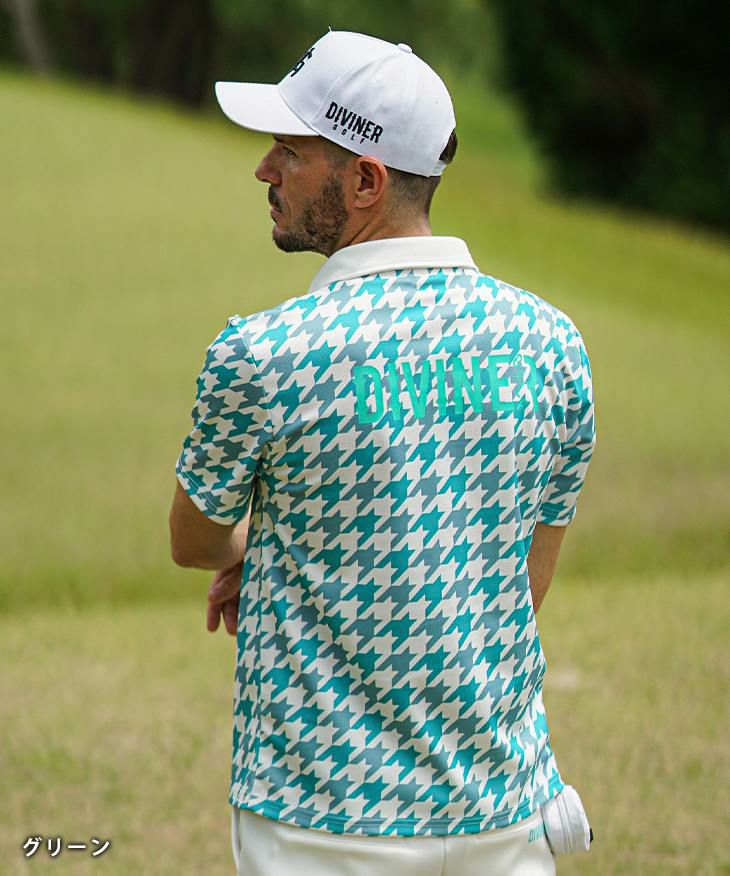 DIVINER GOLF（ディバイナーゴルフ）『メッシュ千鳥柄ポロシャツ
