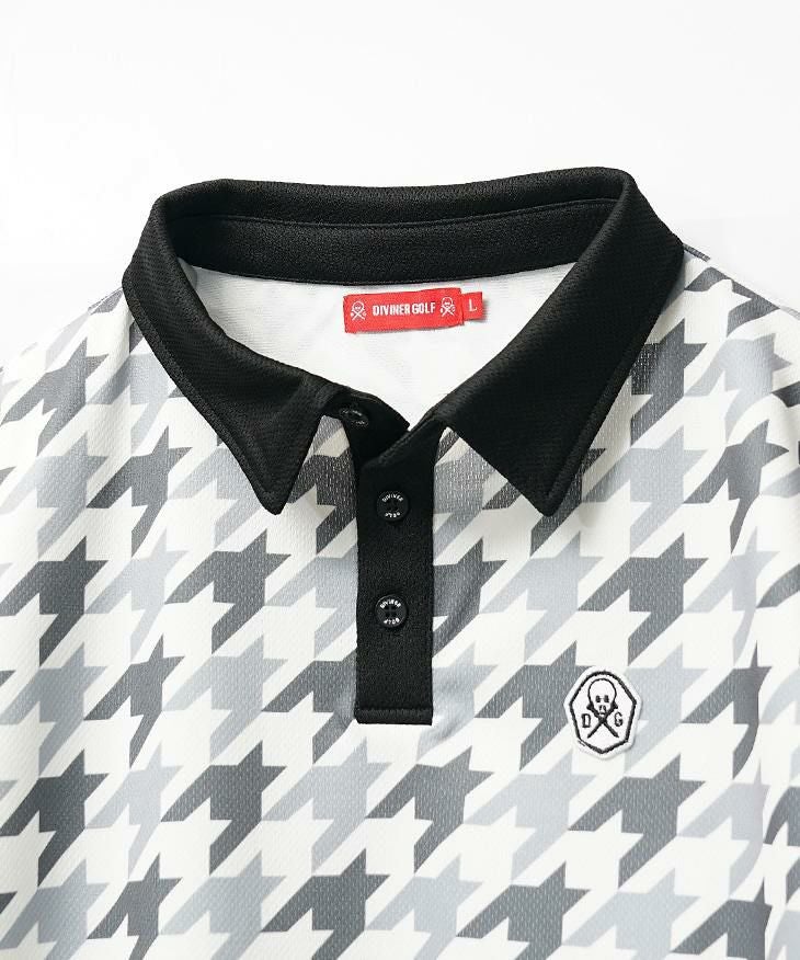 DIVINER GOLF（ディバイナーゴルフ）『メッシュ千鳥柄ポロシャツ
